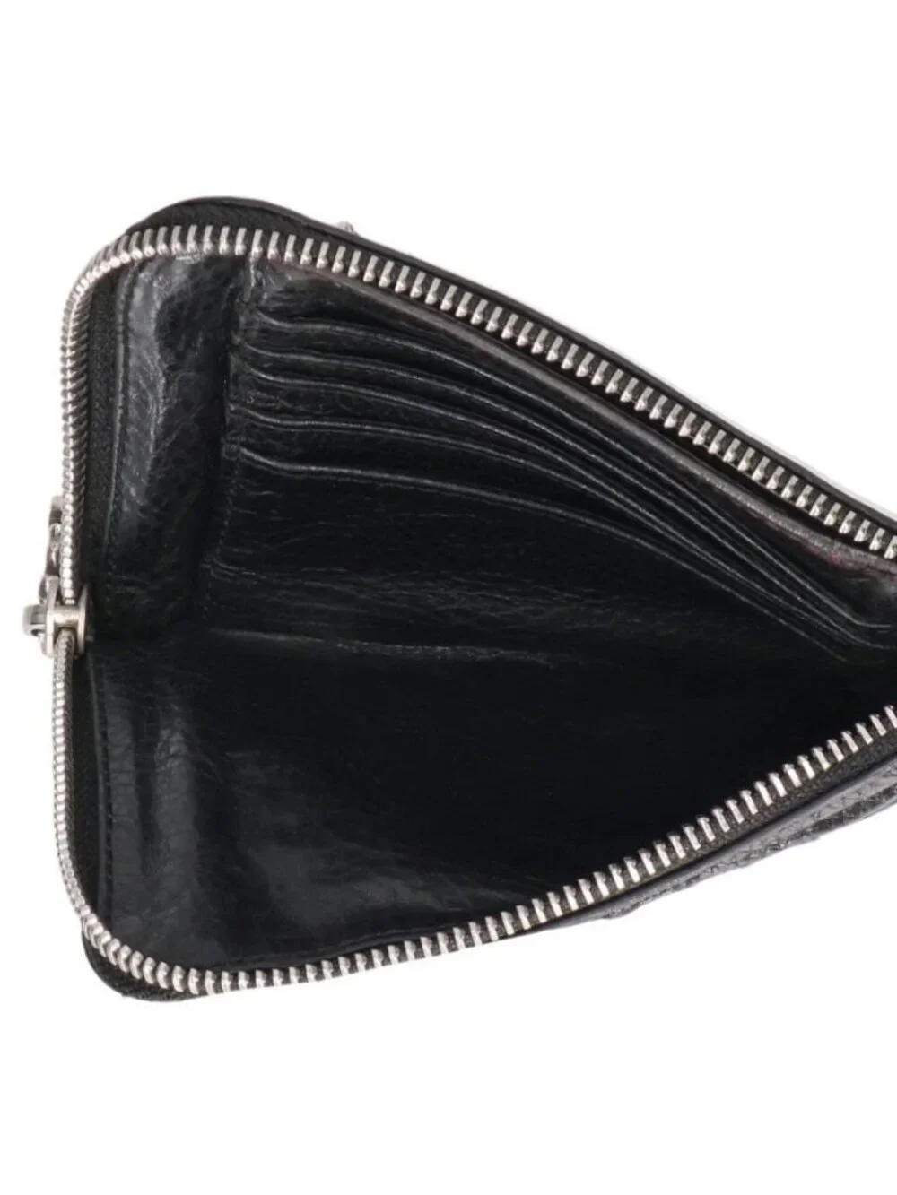 Chrome Hearts 2 Side Zip Cem Zip Cemetery Leather Wallet